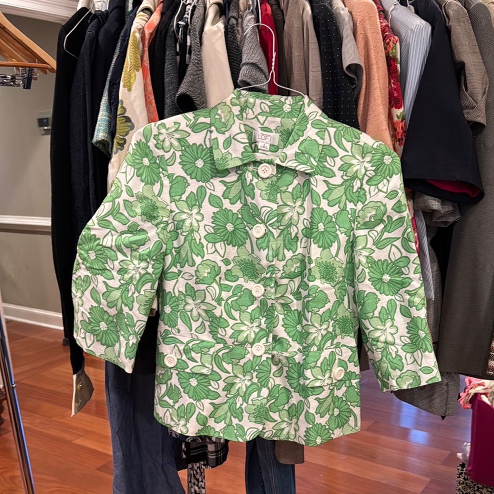 Green Floral Button-Up Jacket